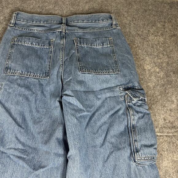 Old Navy Jeans 6 Tall Baggy Wide Leg Cargo Mid Rise Medium Wash Denim - Picture 10 of 10